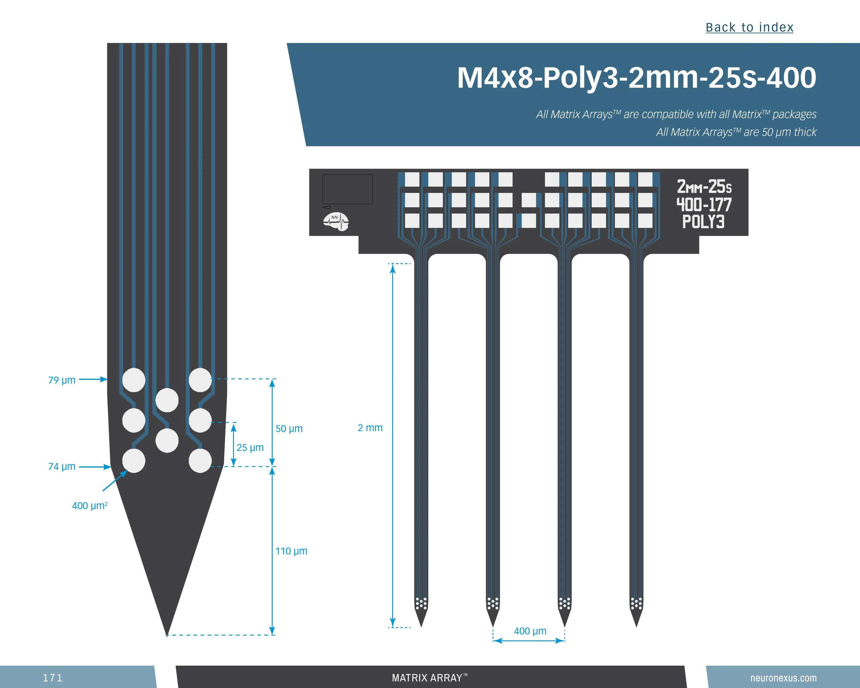 NeuroNexus M4x8 Poly3 2mm 25s 400 177 probe