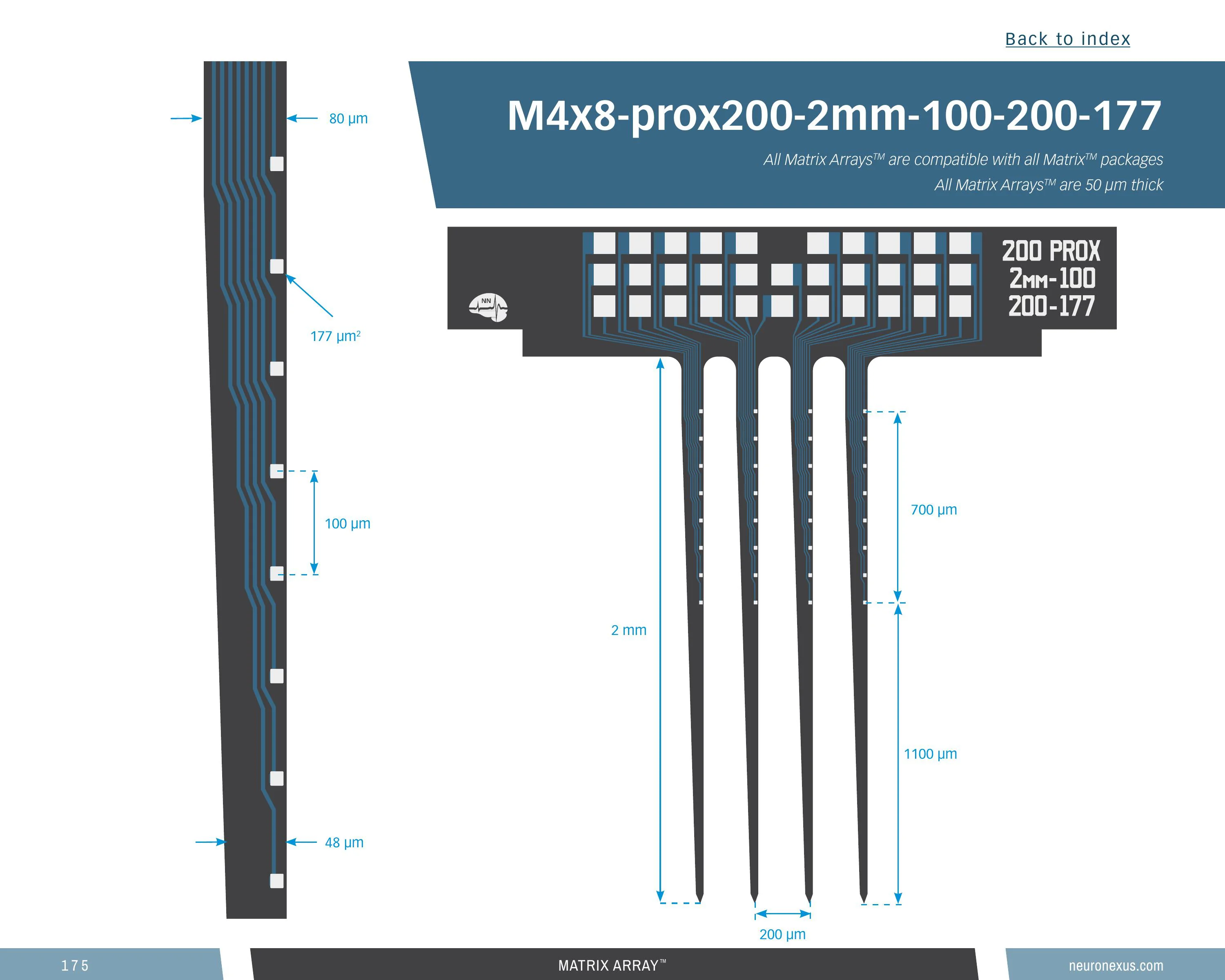 NeuroNexus M4x8 Prox200 2mm 100 200 177 probe