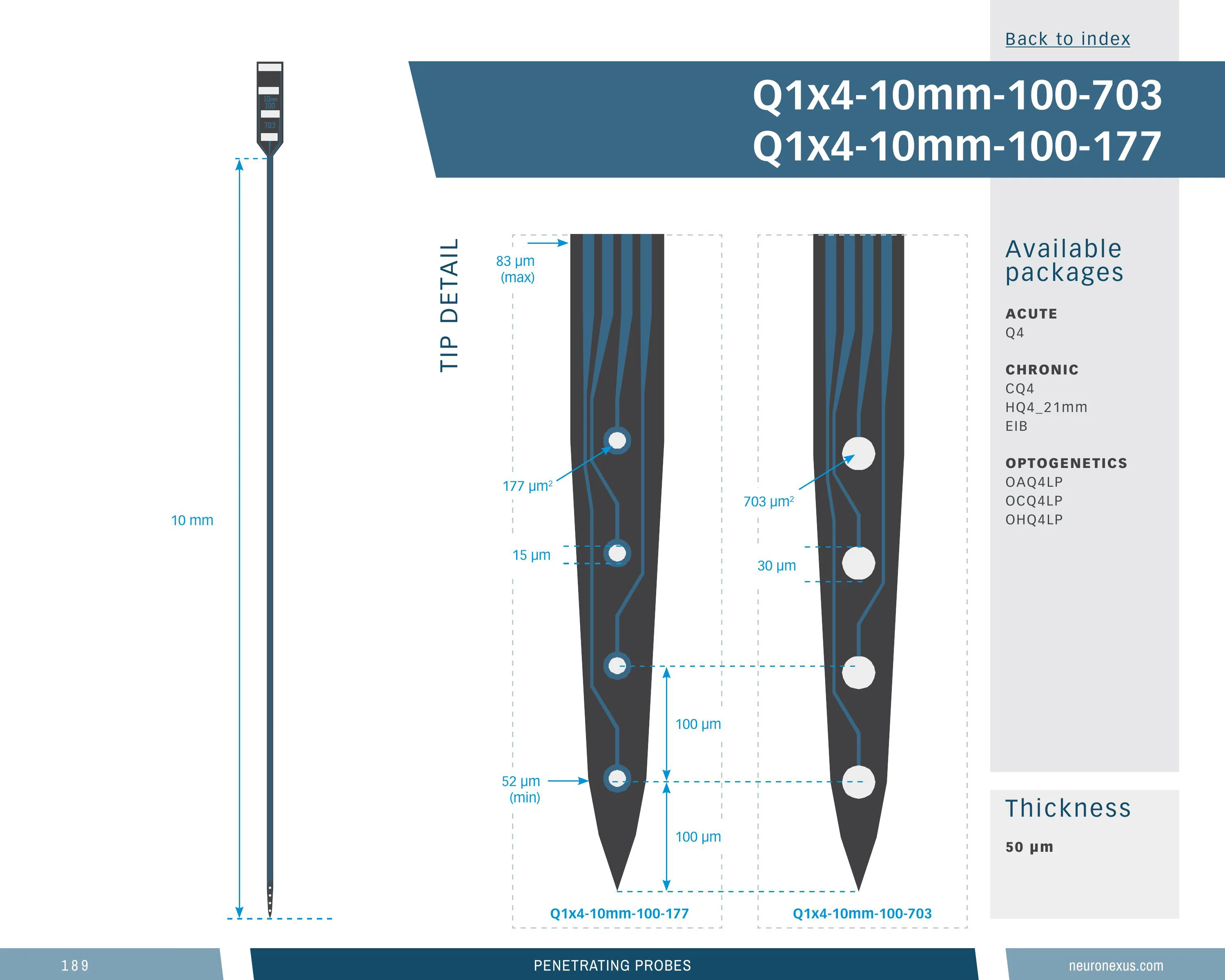 NeuroNexus Q1x4 10mm 100 703 probe