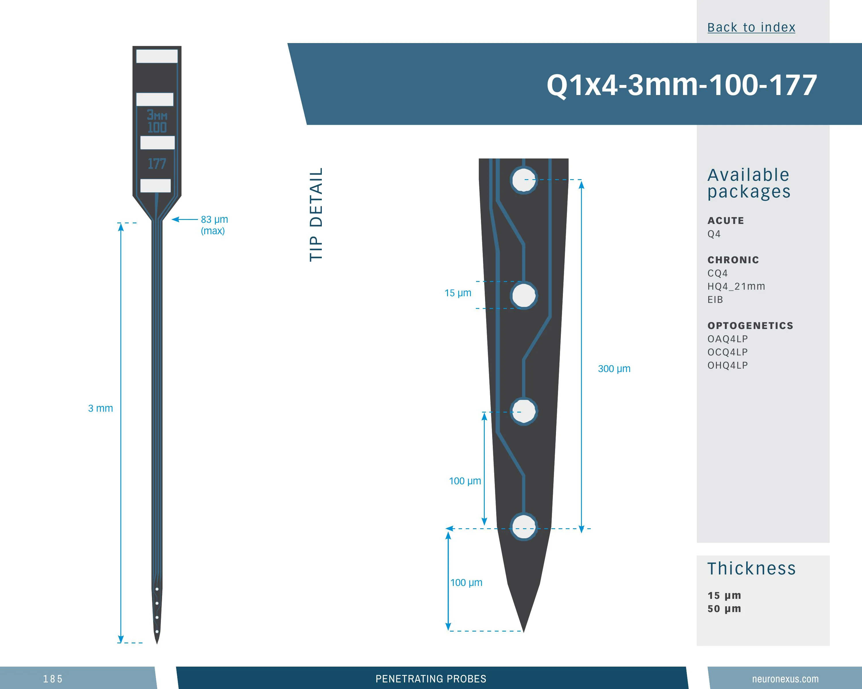 NeuroNexus Q1x4 3mm 100 177 probe