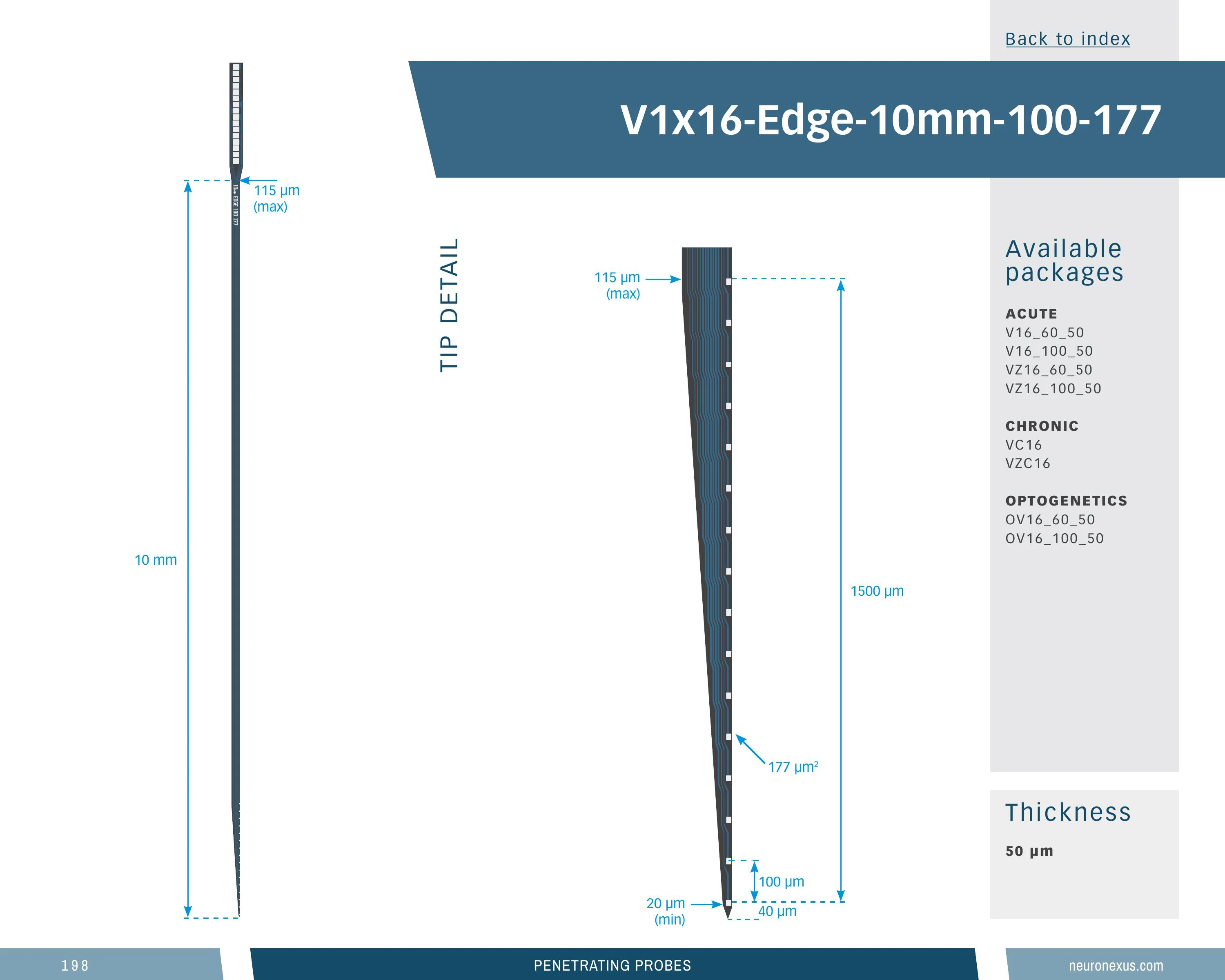 NeuroNexus V1x16 Edge 10mm 100 177 probe