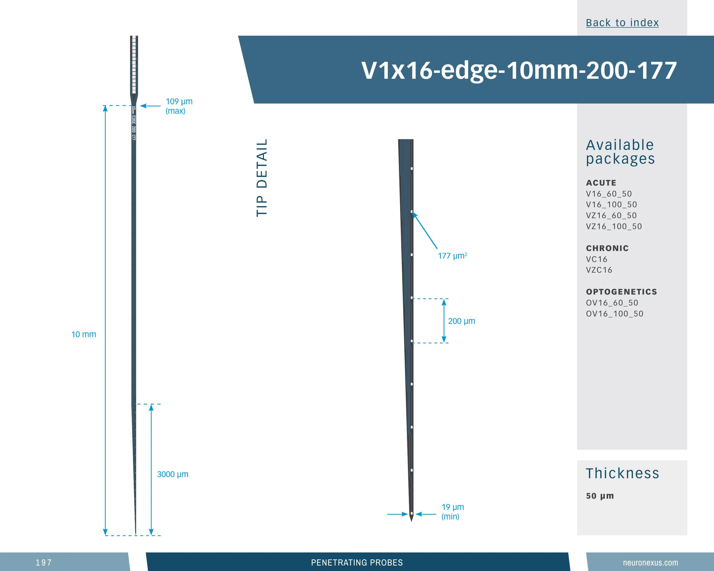 NeuroNexus V1x16 Edge 10mm 200 177 probe