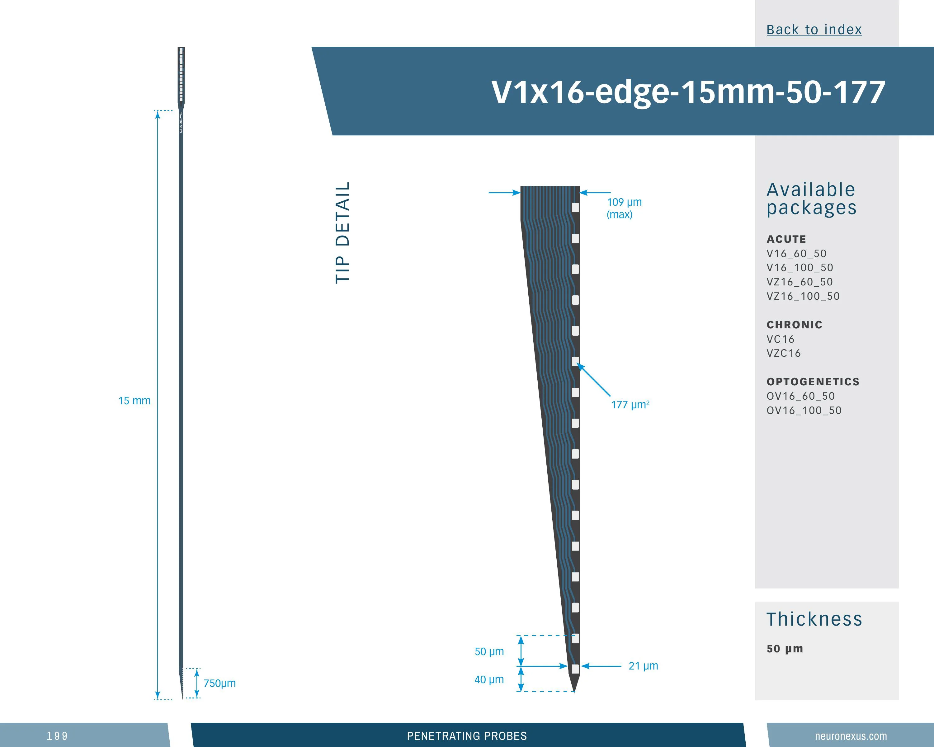 NeuroNexus V1x16 Edge 15mm 50 177 probe