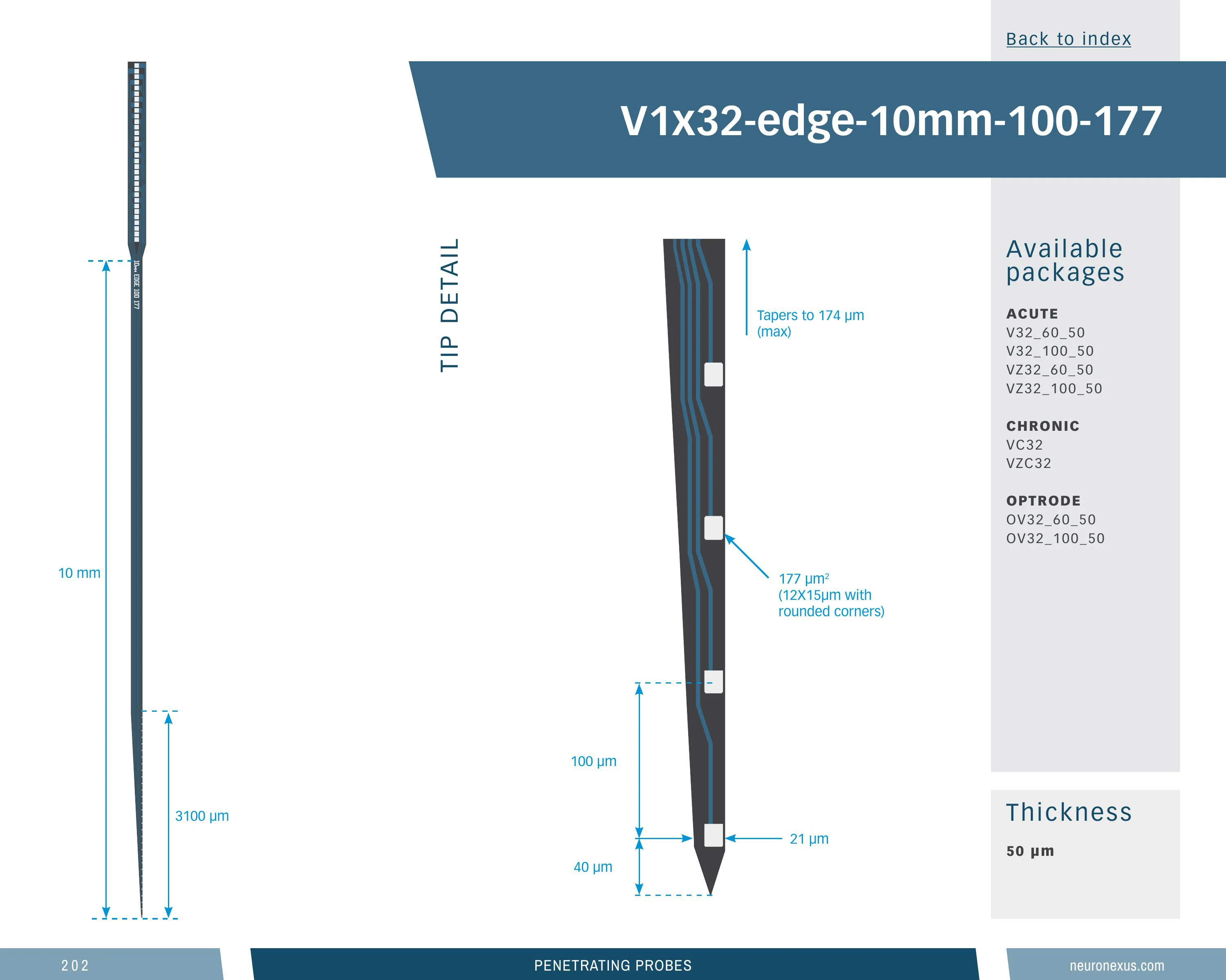 NeuroNexus V1x32 Edge 10mm 100 177 probe