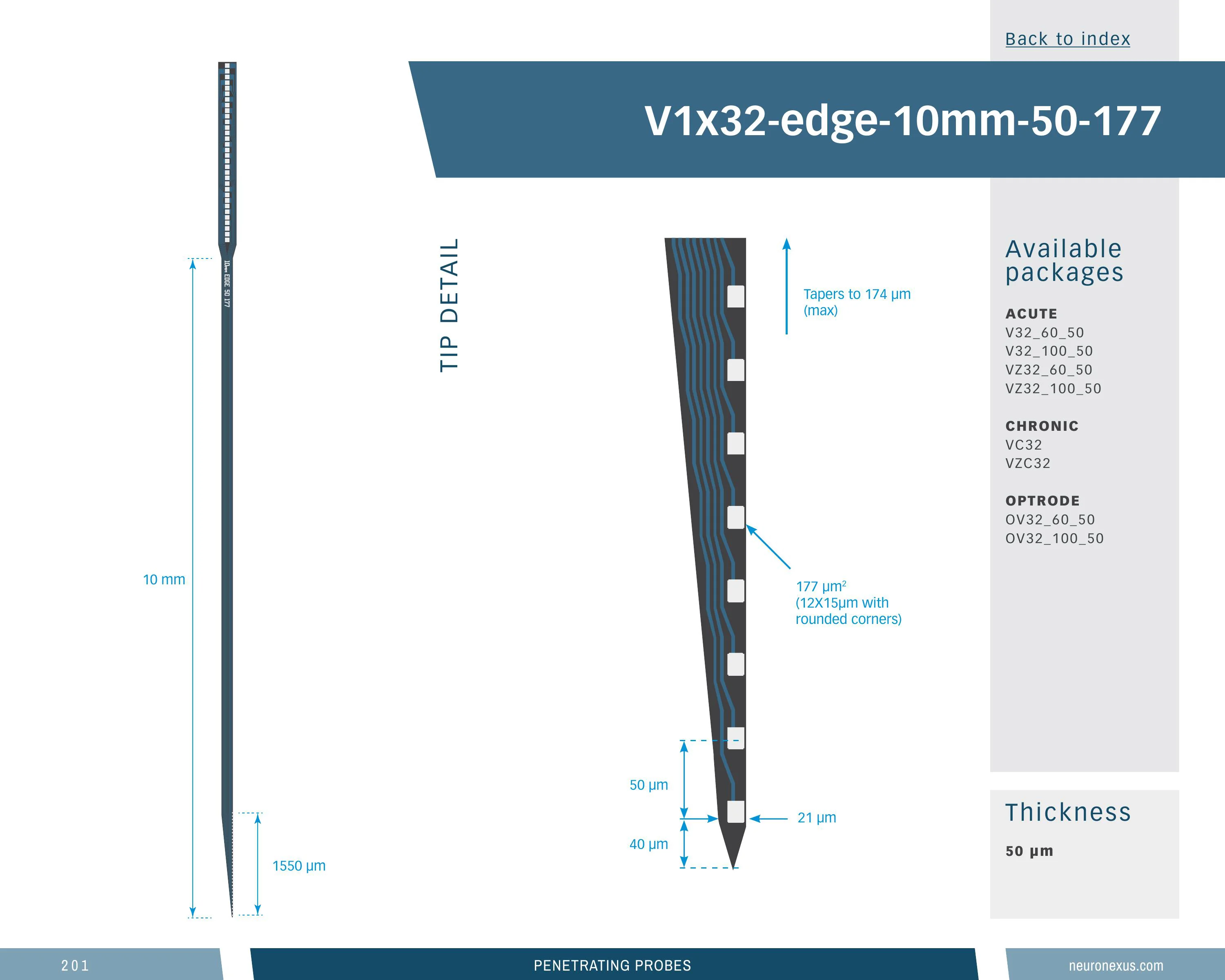 NeuroNexus V1x32 Edge 10mm 50 177 probe
